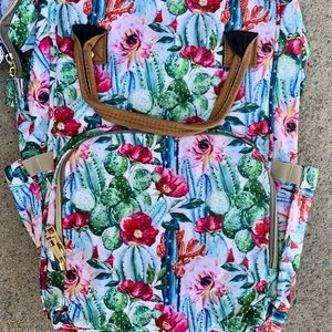 Floral cactus backpack diaper bag